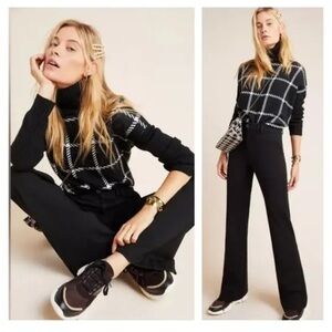 Anthropologie The Essential Flare Trouser Black Pant Business Casual Office Sz 2